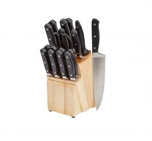 AmazonBasics Premium 18-Piece Kitchen Knife Block Set​