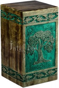 INTAJ Tree of Life Engraved Rosewood Cremation Urn​
