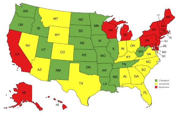 Cost Tables for Different TV Sizes Across States